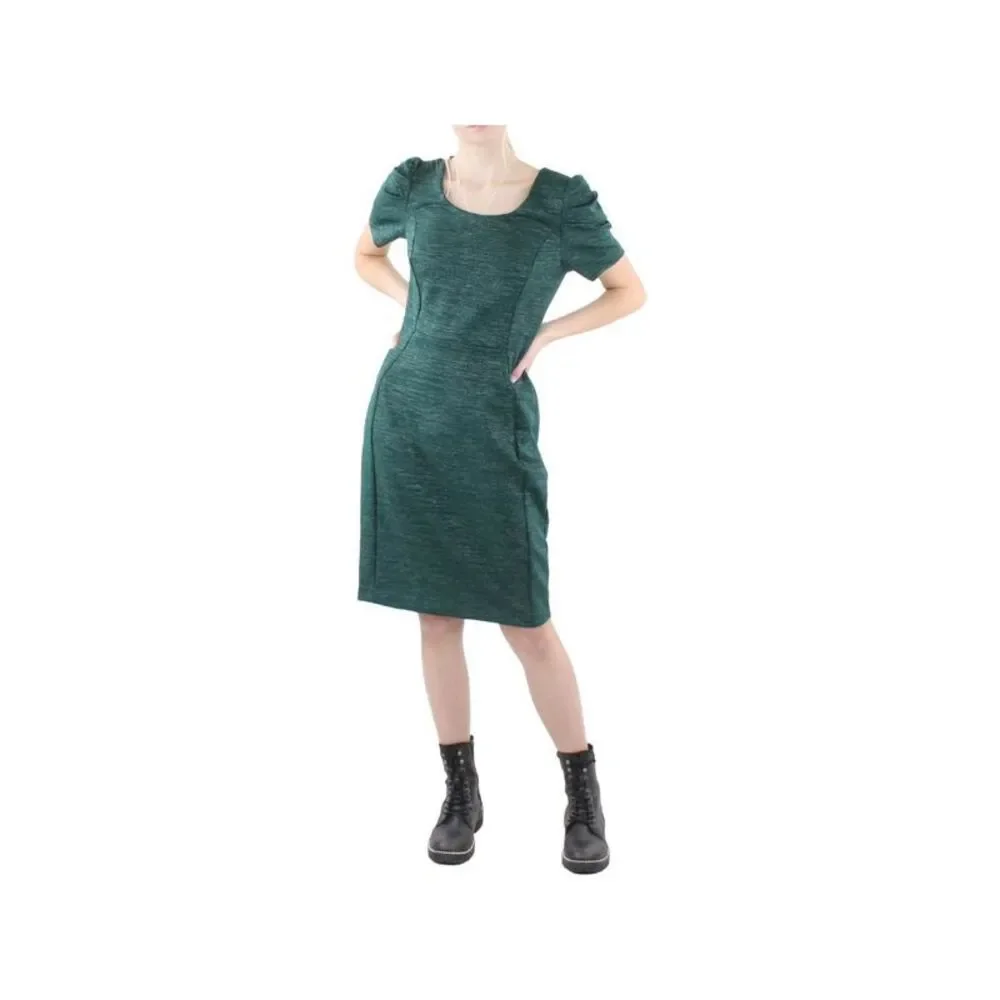 CALVIN KLEIN Womens Green Unlined Pouf Sleeve Knee Length Sheath Dress 12